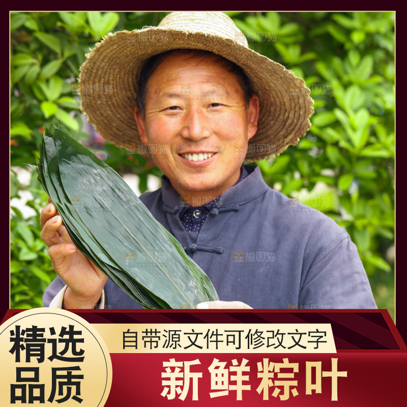 手里拿着粽叶
