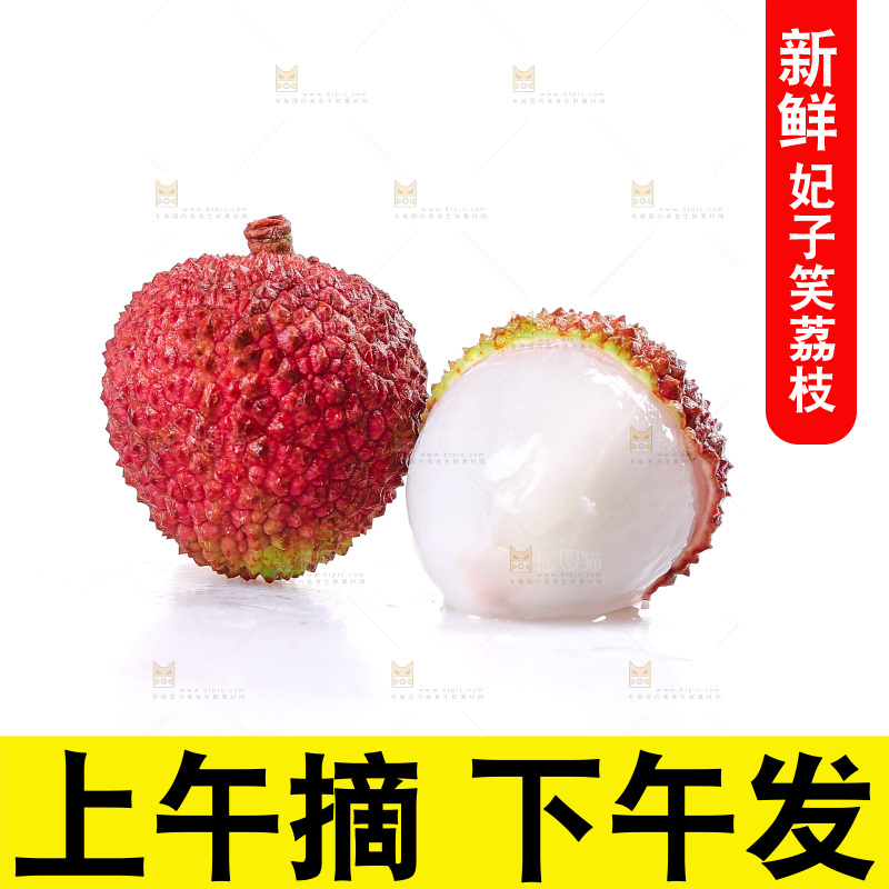 白底上放着妃子笑荔枝