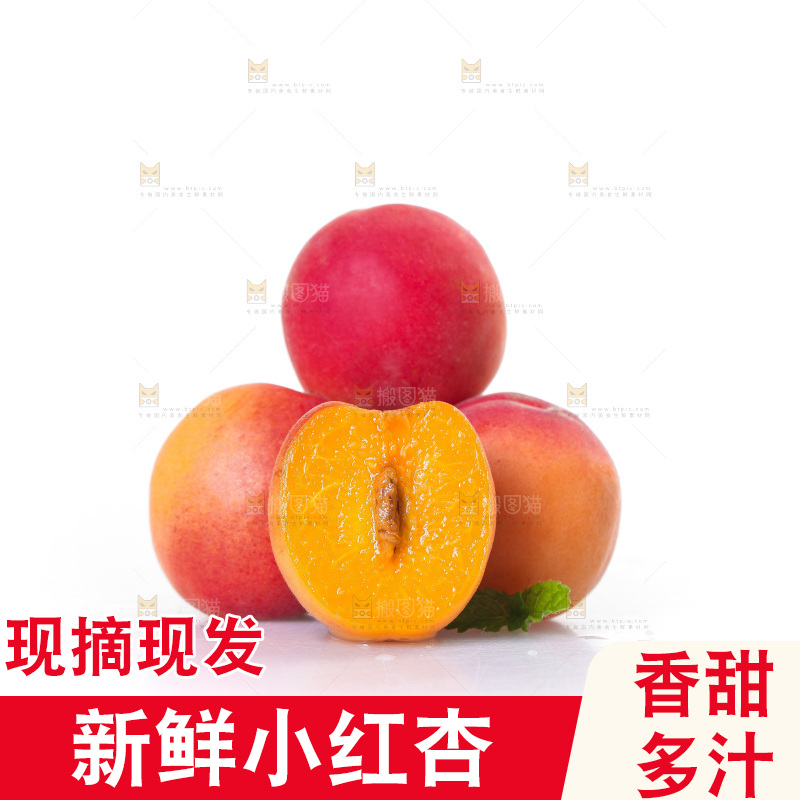 白底上一堆新鲜小红杏