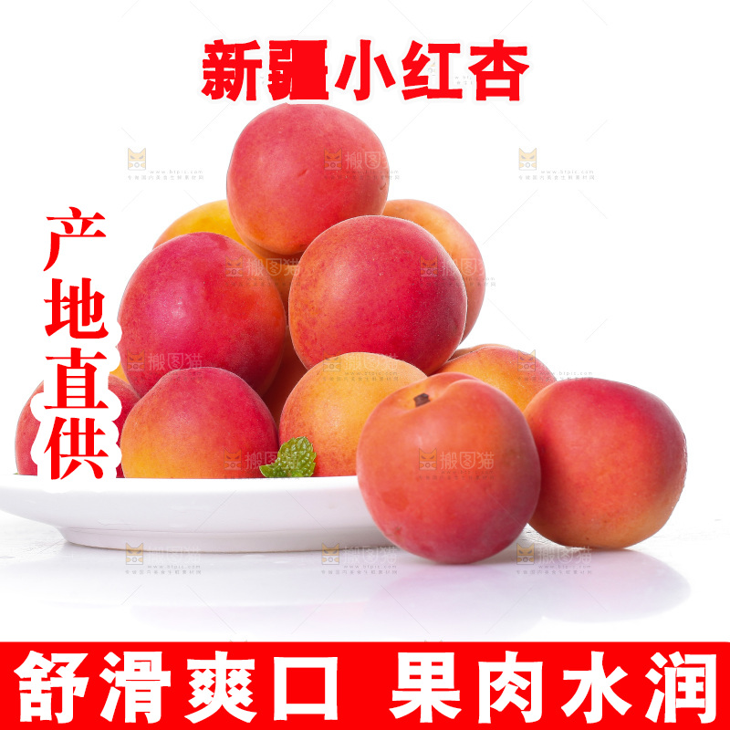 白底上放着一盘新疆小红杏