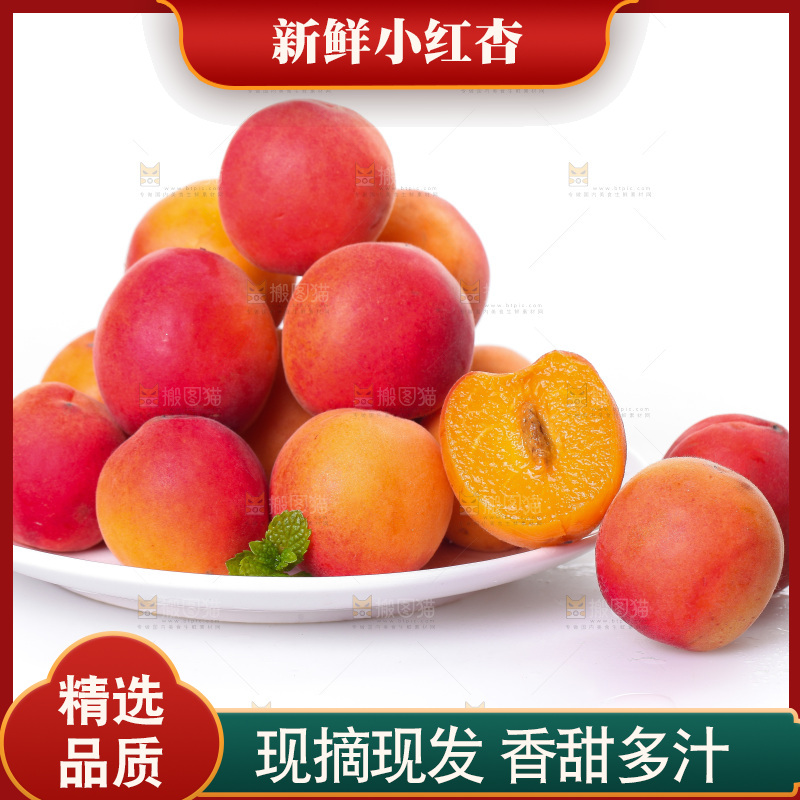 白底上放着一盘新疆小红杏