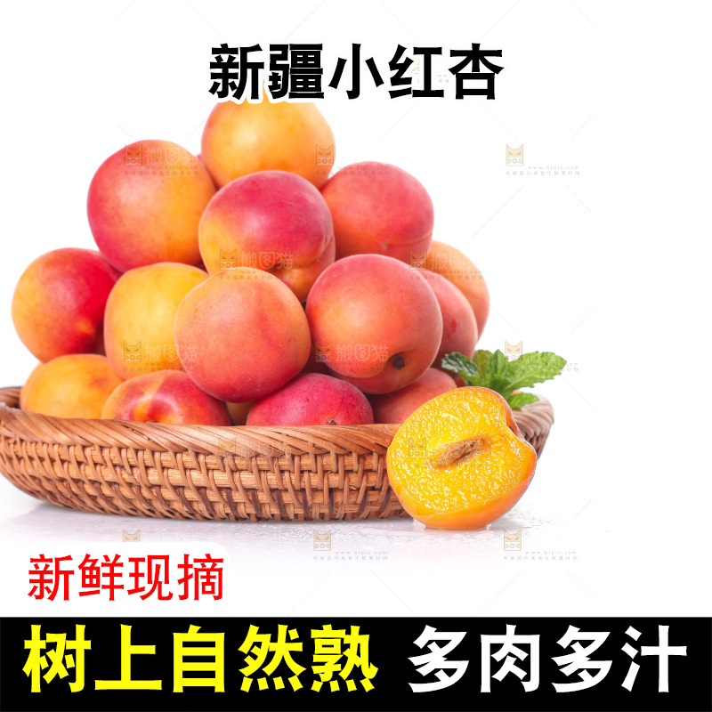 白底上放着一篮崂山蜜杏