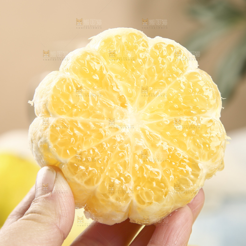 手里拿着贡柚果肉