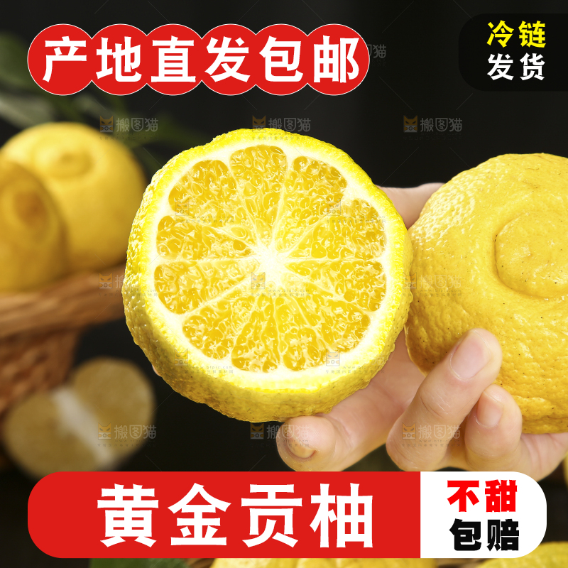 手拿切开的黄金贡柚