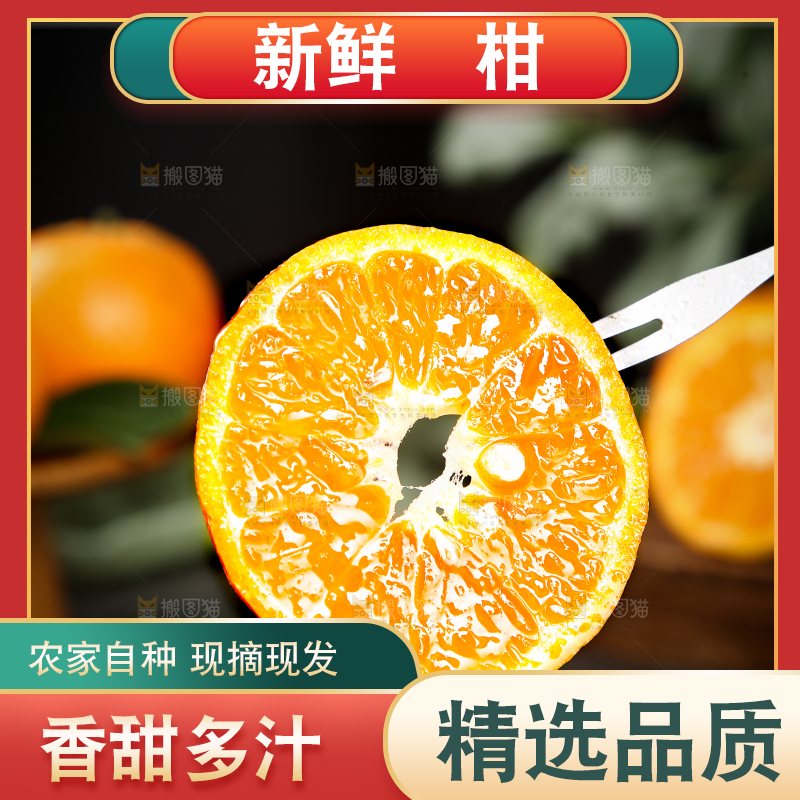 叉子插着椪柑