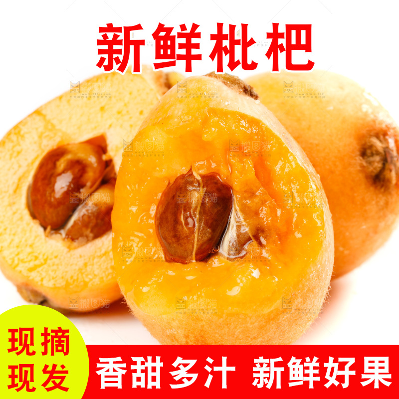 白底上放着米易甜枇杷