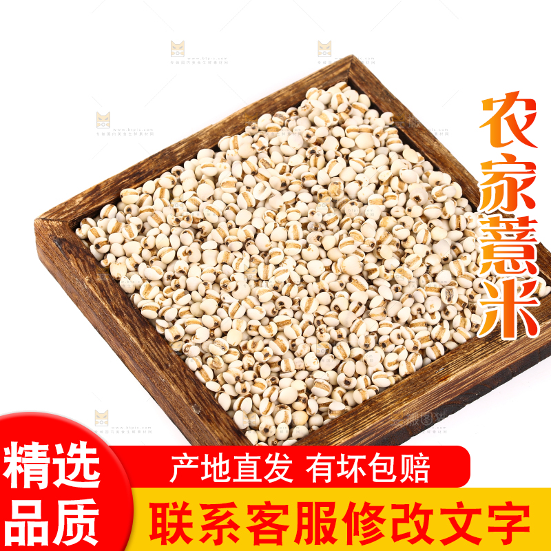 白底上放着一盘薏米仁