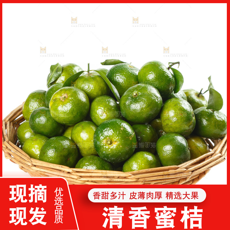 白底上放着一篮清香蜜橘