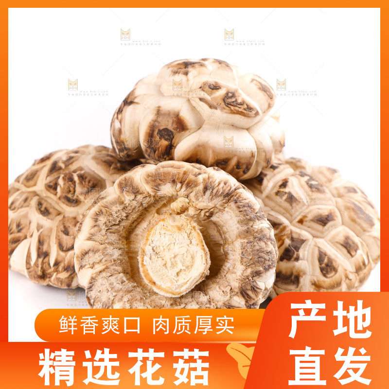 白底上放着花菇