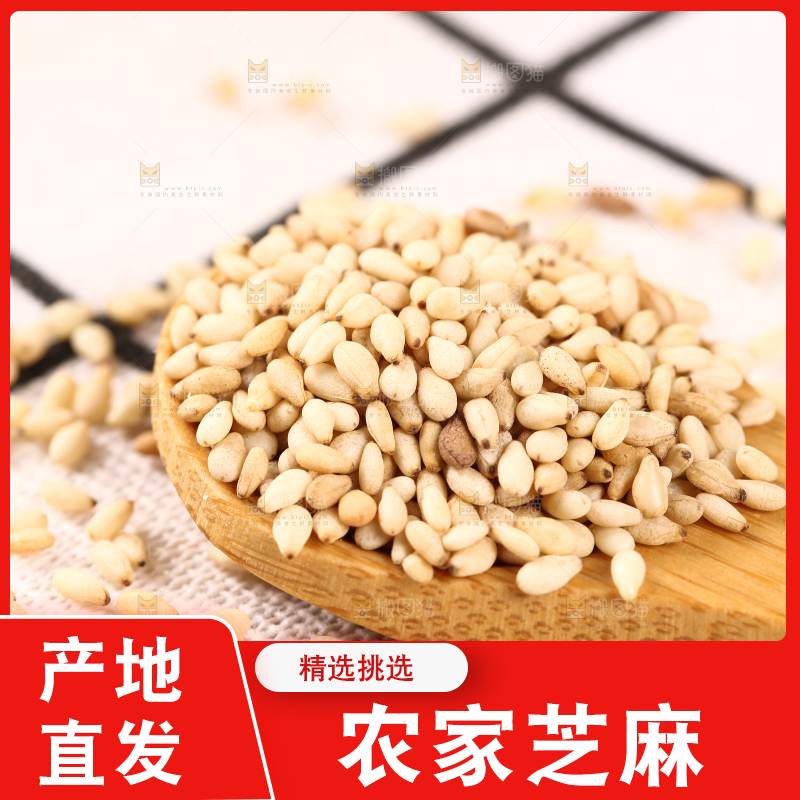 勺子里放着熟白芝麻