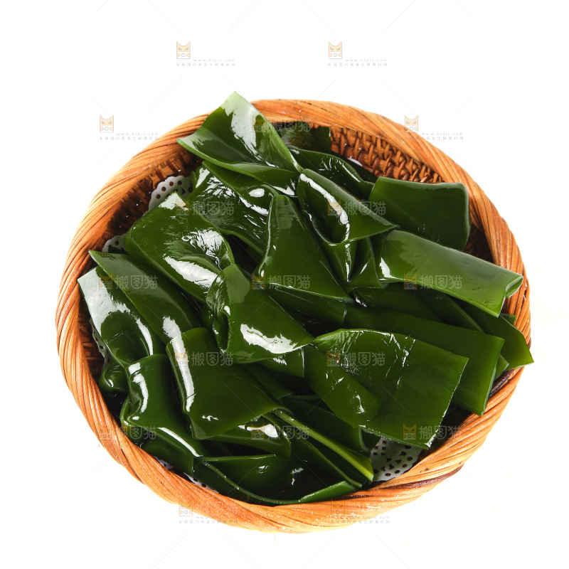 白底上放着一篮海带结