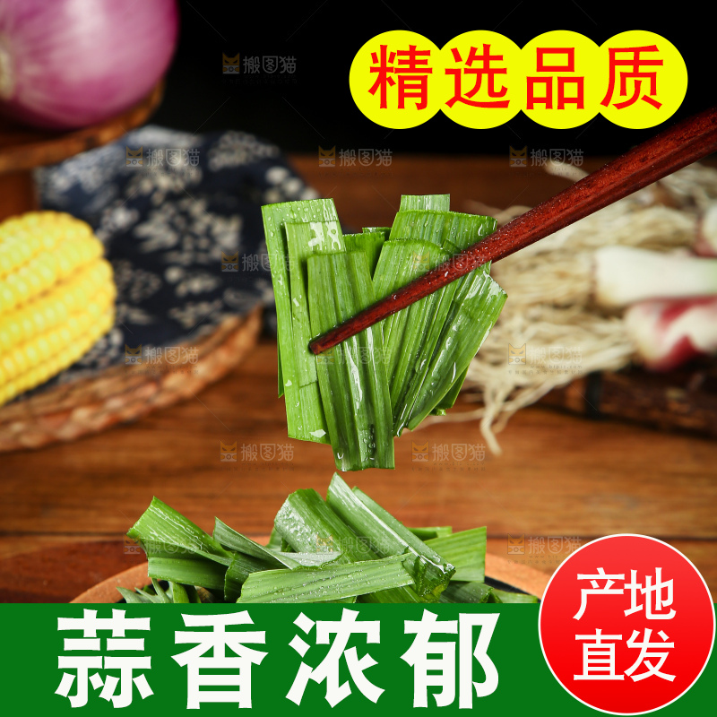筷子上夹着大蒜叶