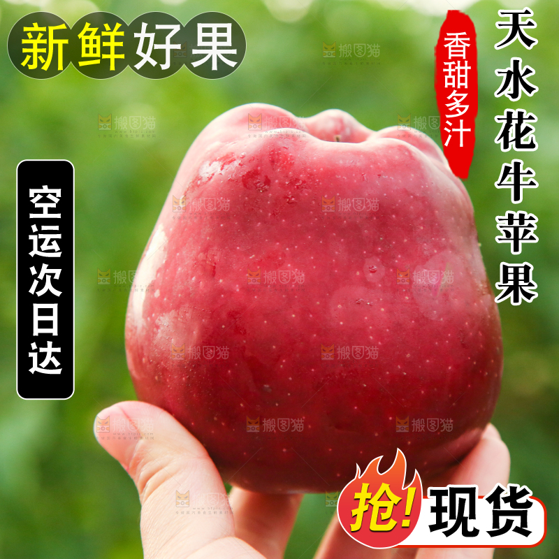 手里拿着花牛苹果
