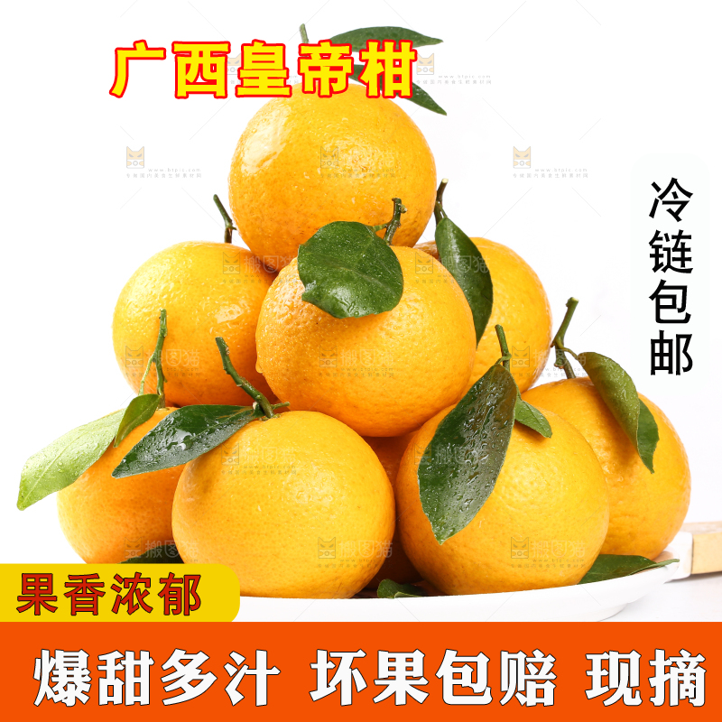 白底上放着一盘新鲜皇帝柑