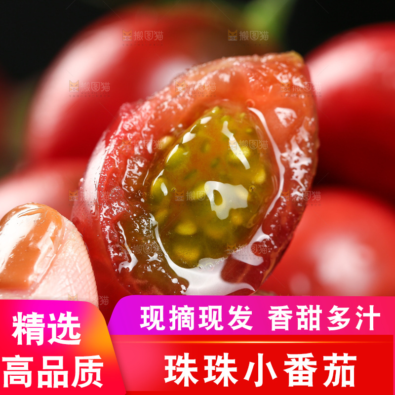 手里拿着新鲜小番茄