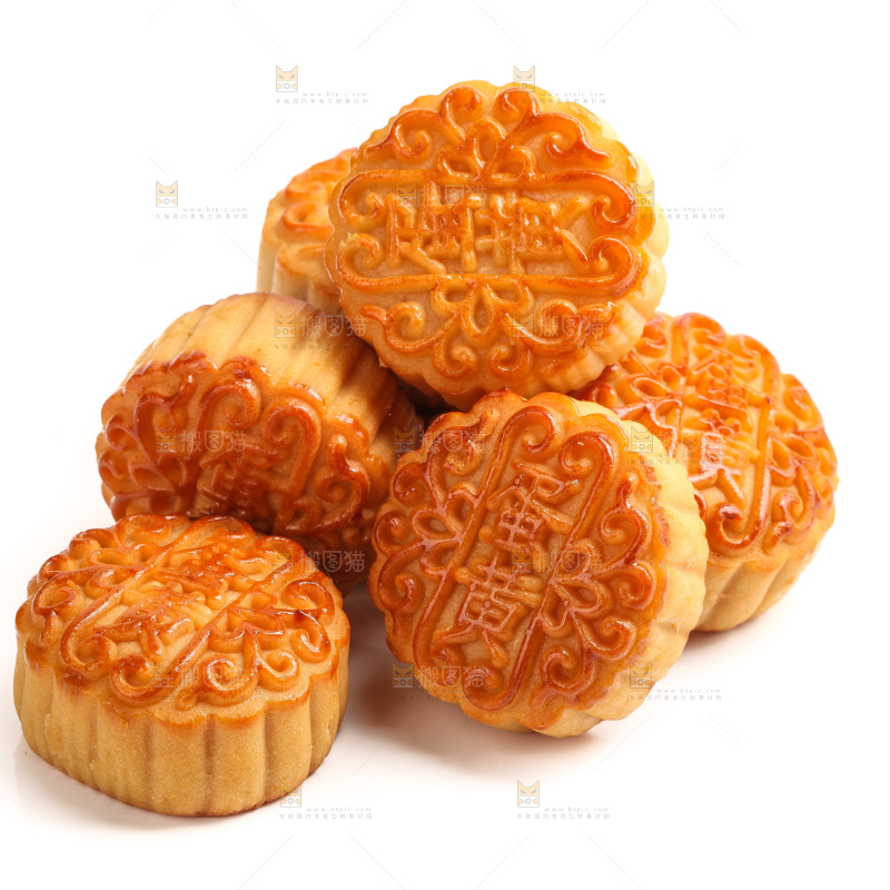 白底上的广式蛋黄月饼