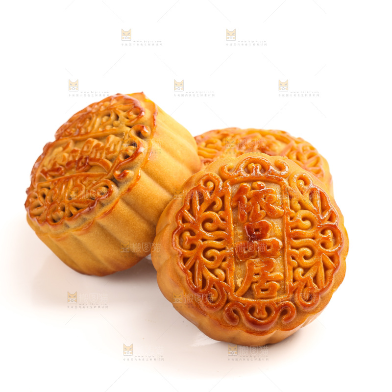 白底上的广式蛋黄月饼