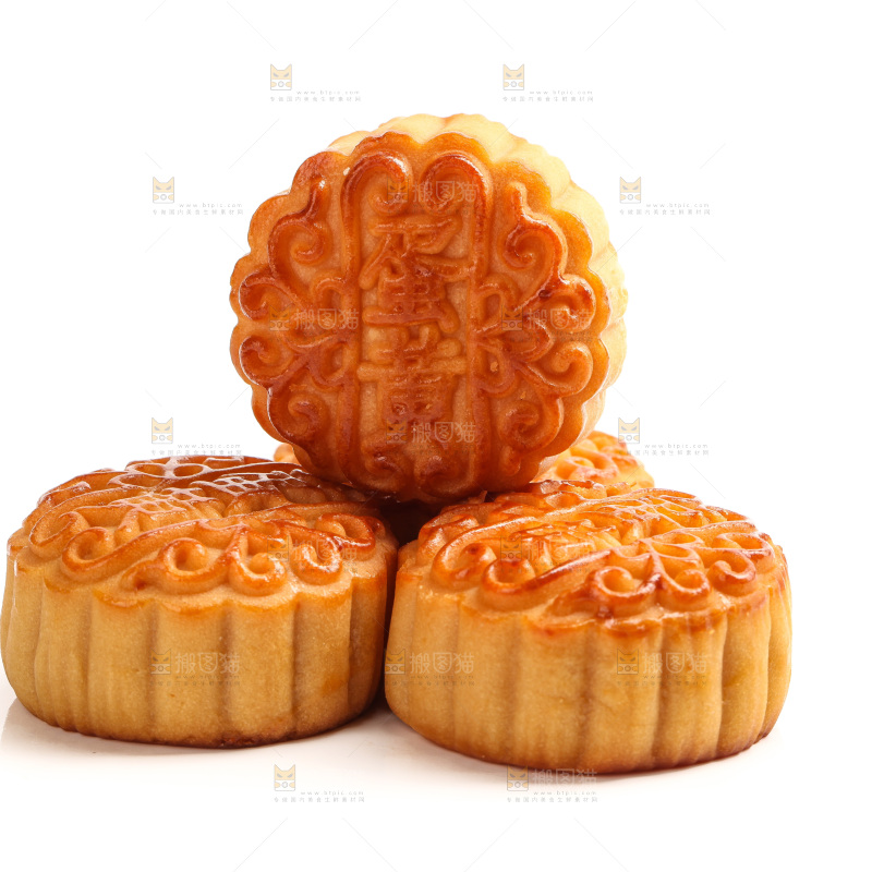 白底上的广式蛋黄月饼