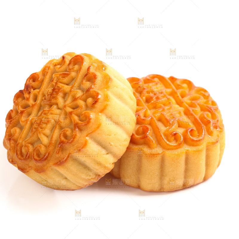 白底上的广式蛋黄月饼