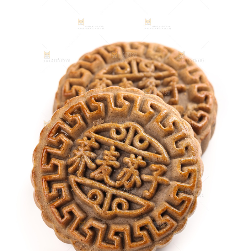 白底上的荞麦苏子月饼