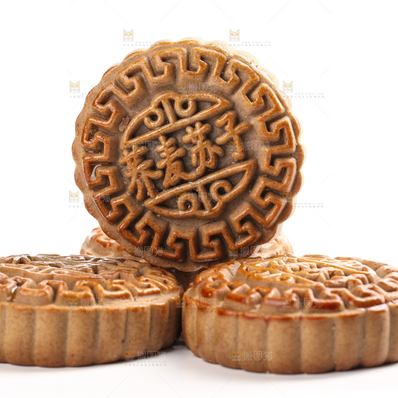 白底上的荞麦苏子月饼