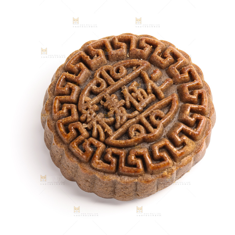 白底上的荞麦五仁月饼