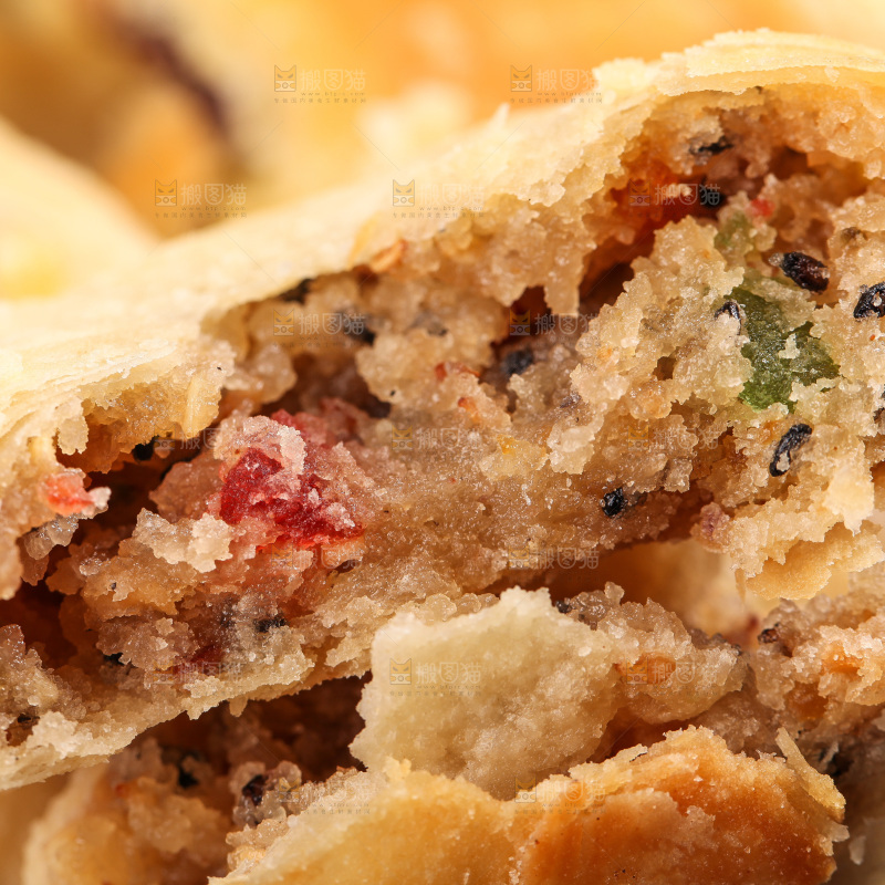 酥皮五仁月饼纹理