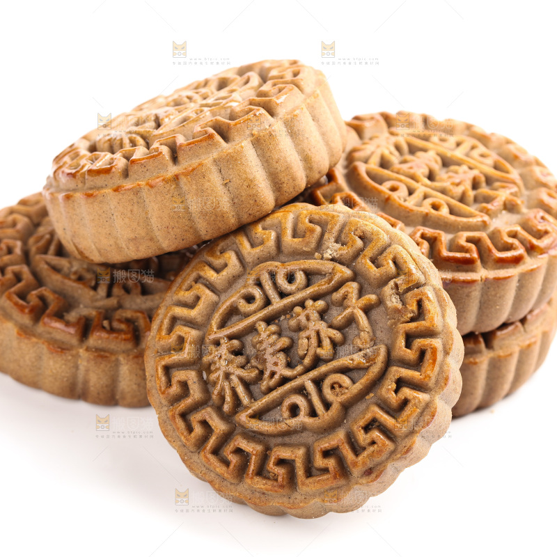 白底上的荞麦苏子月饼