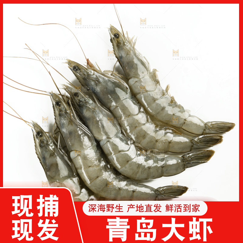 白底上放着青岛大虾