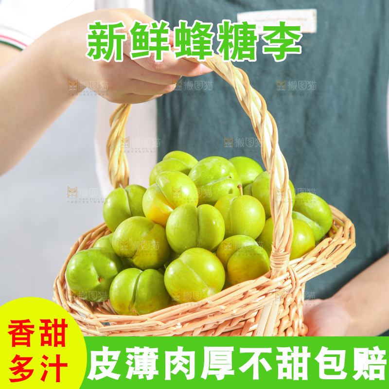 手提着一筐蜂糖李