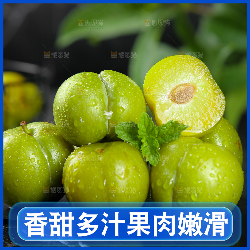 黑底上放着蜂糖李