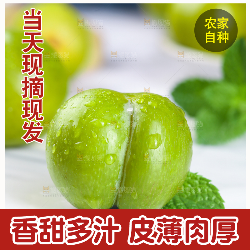 白底上放着蜂糖李
