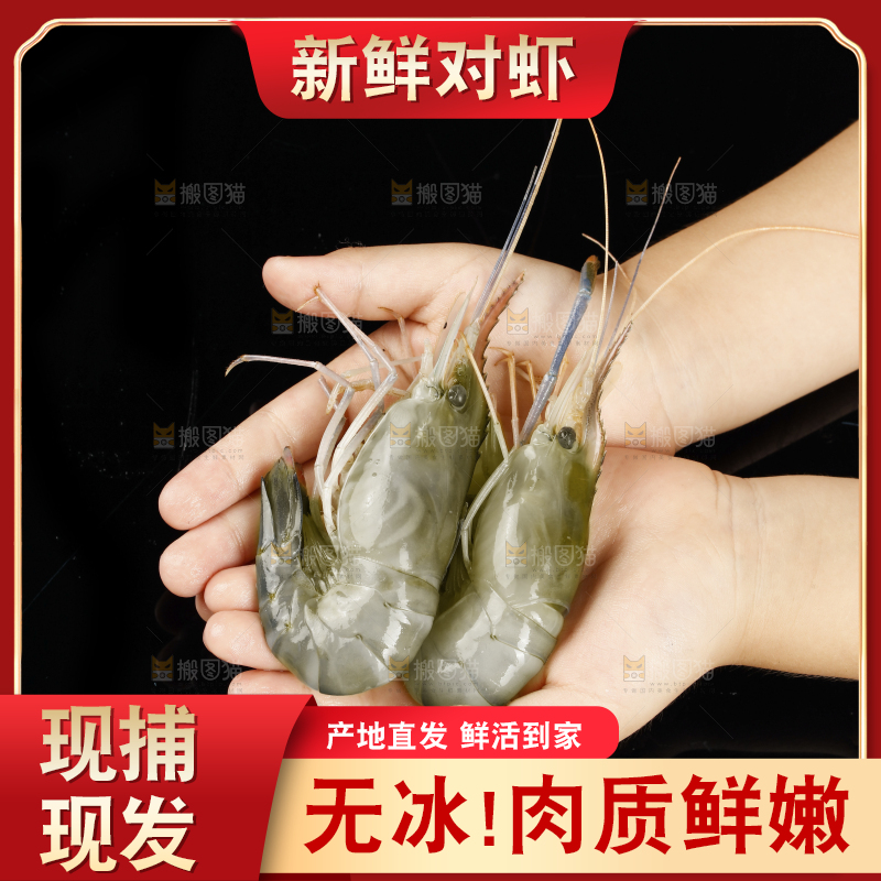 手上捧着新鲜对虾