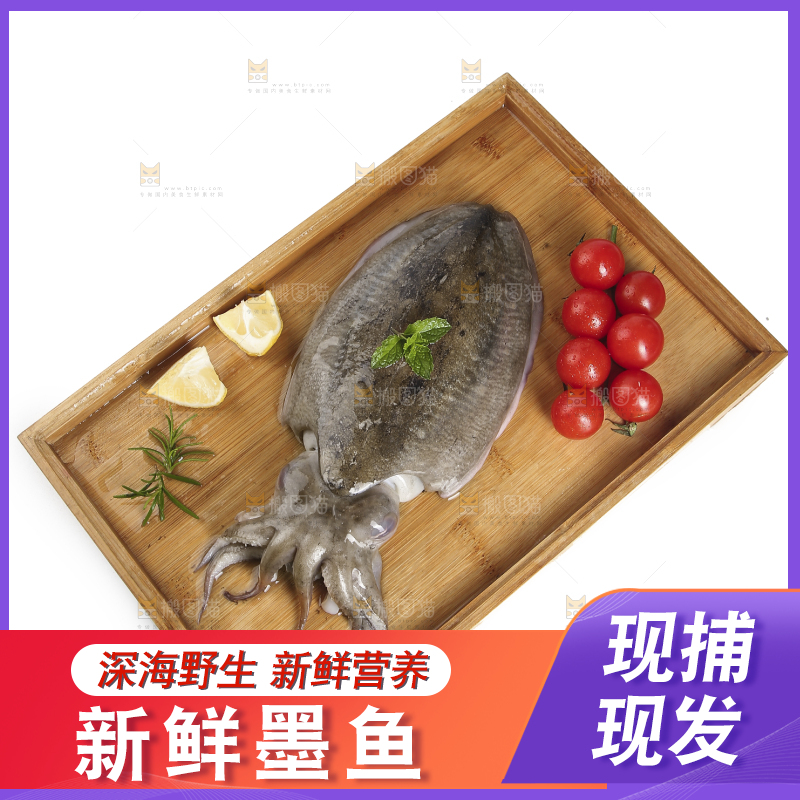 木板上放着大墨鱼