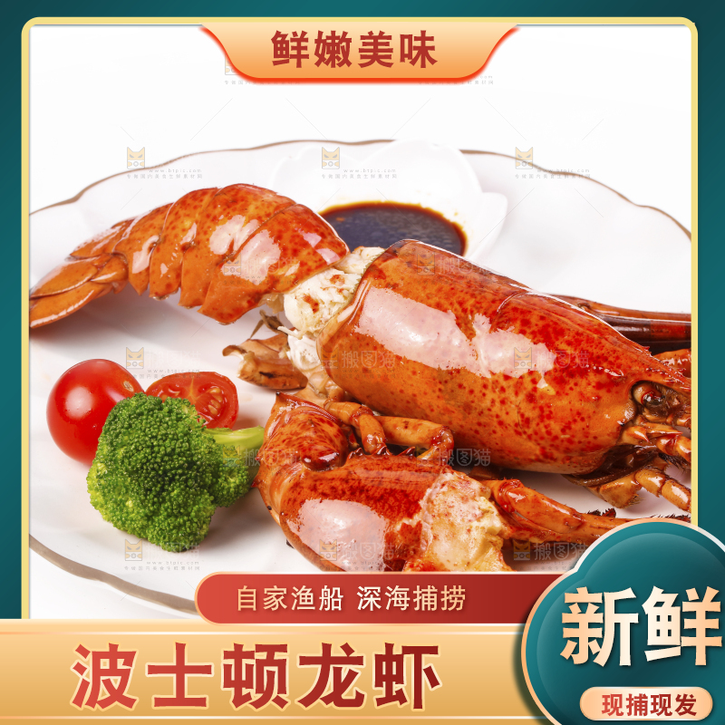 白底上放着一盘澳洲龙虾