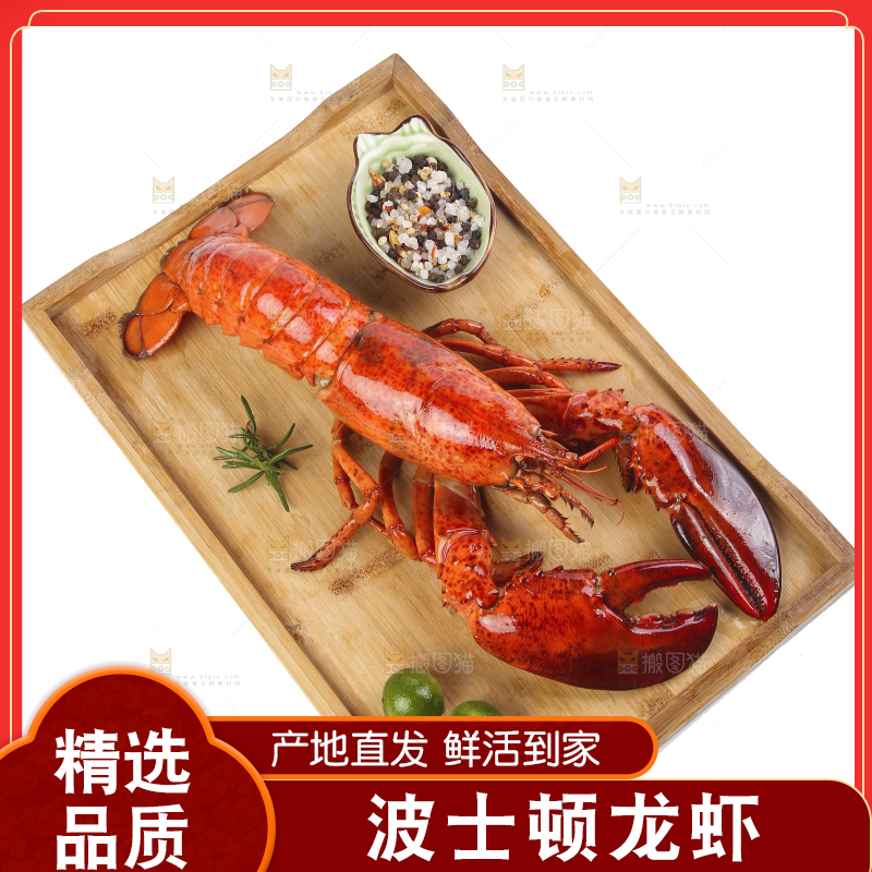 木板上放着澳洲大龙虾