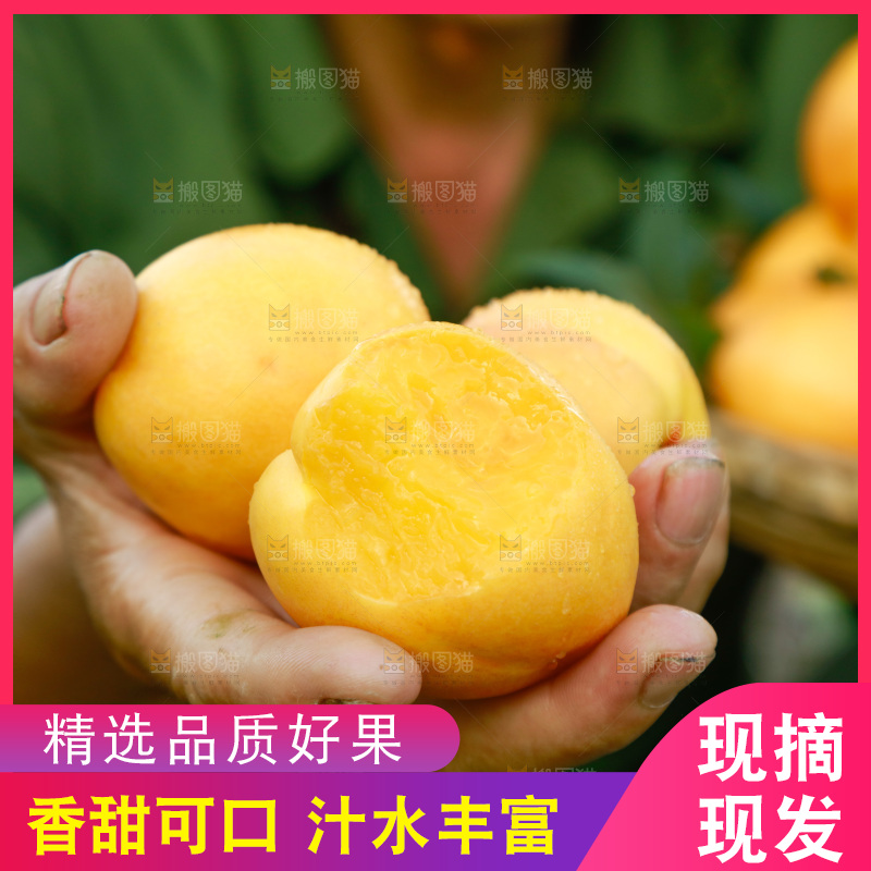 手上拿着黄油桃