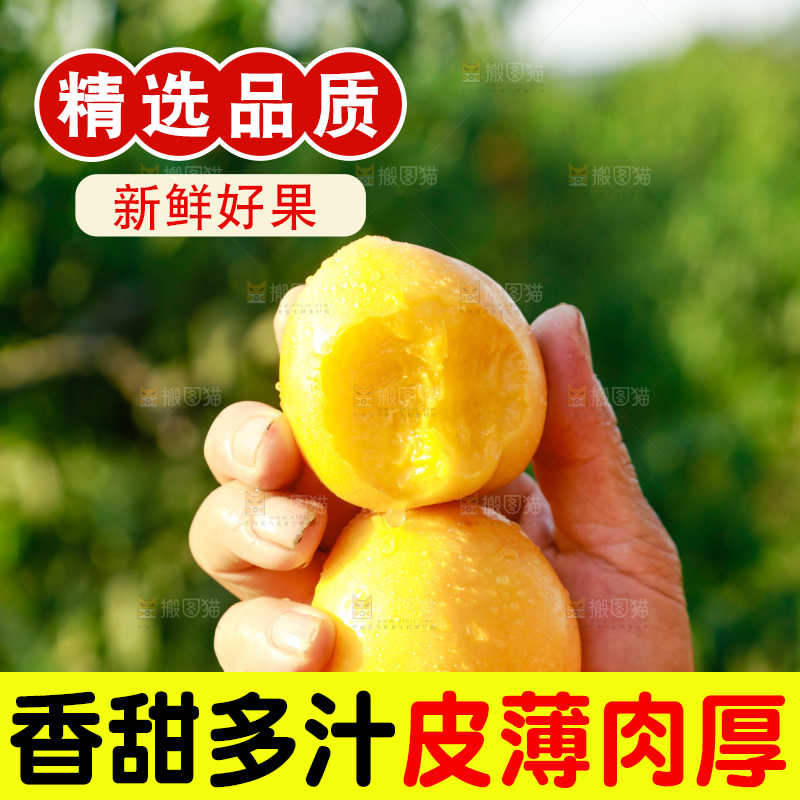 手上拿着黄油桃