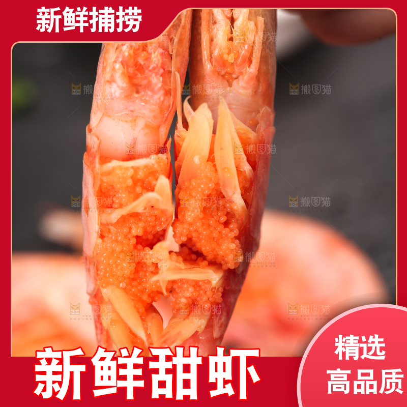 手上拿着北极甜虾