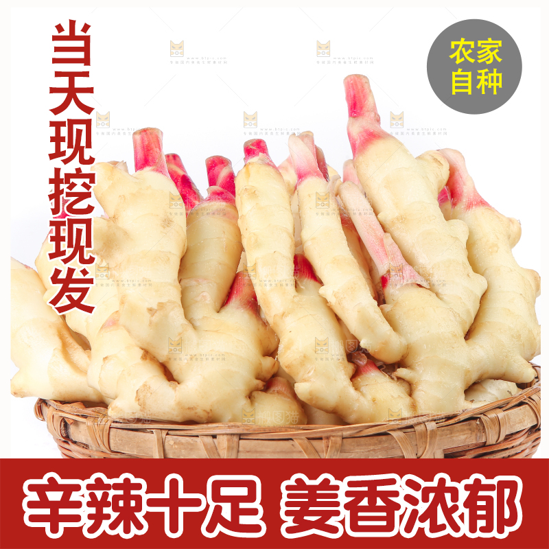 白底上放着一篮嫩姜
