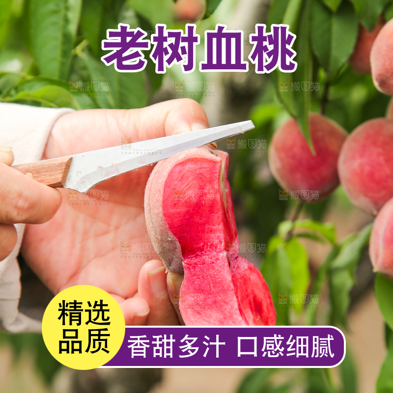女人手上抱着一筐胭脂红桃子