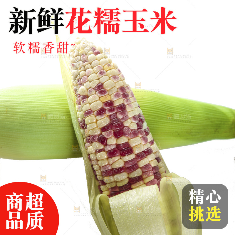 白底上放着花糯玉米