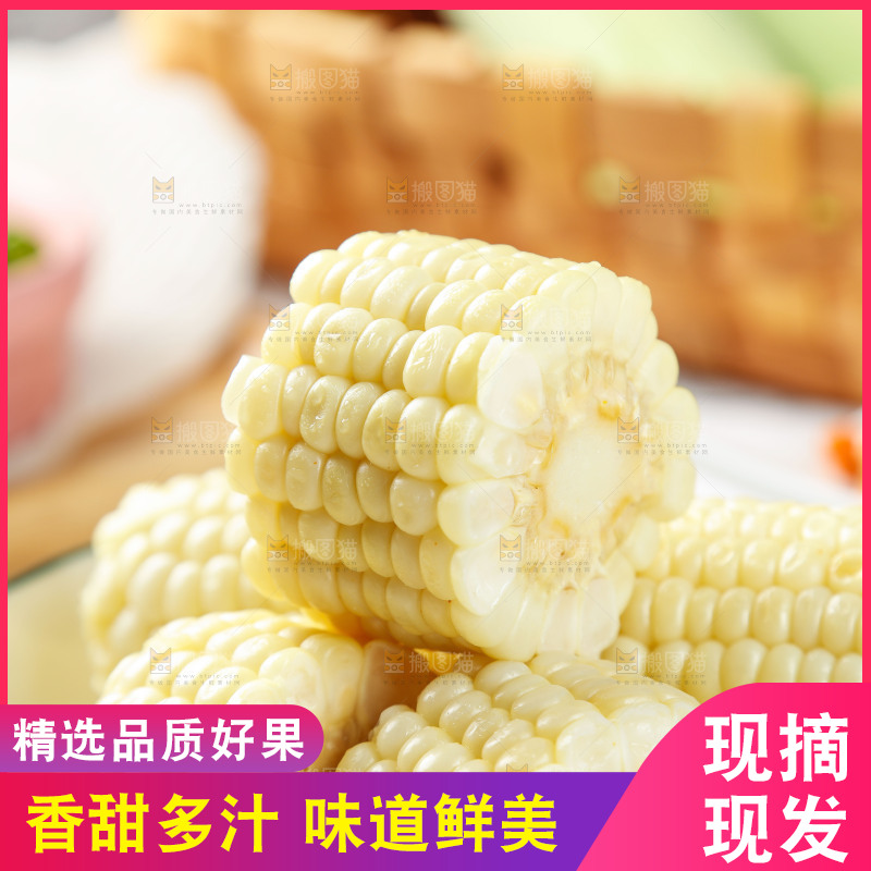 白底上放着一盘玉米