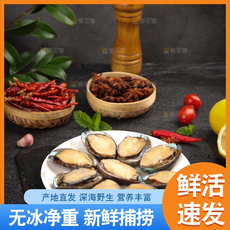 黑板上放着一盘鲍鱼