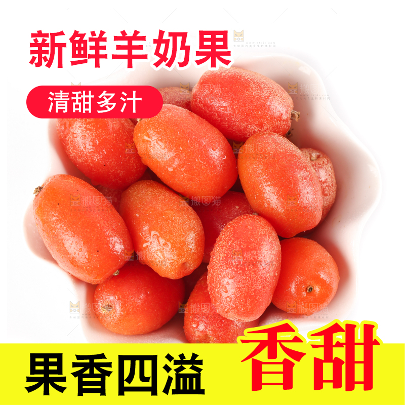白底上的一碗新鲜羊奶果