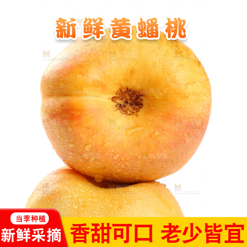 白底上的黄金油蟠桃