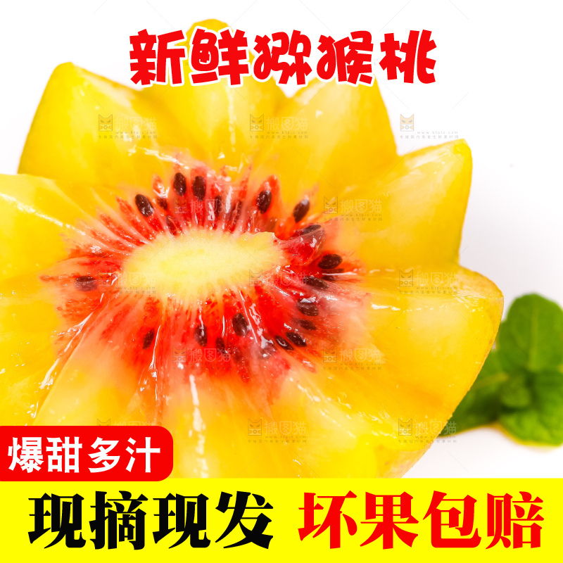 白底上的红心猕猴桃