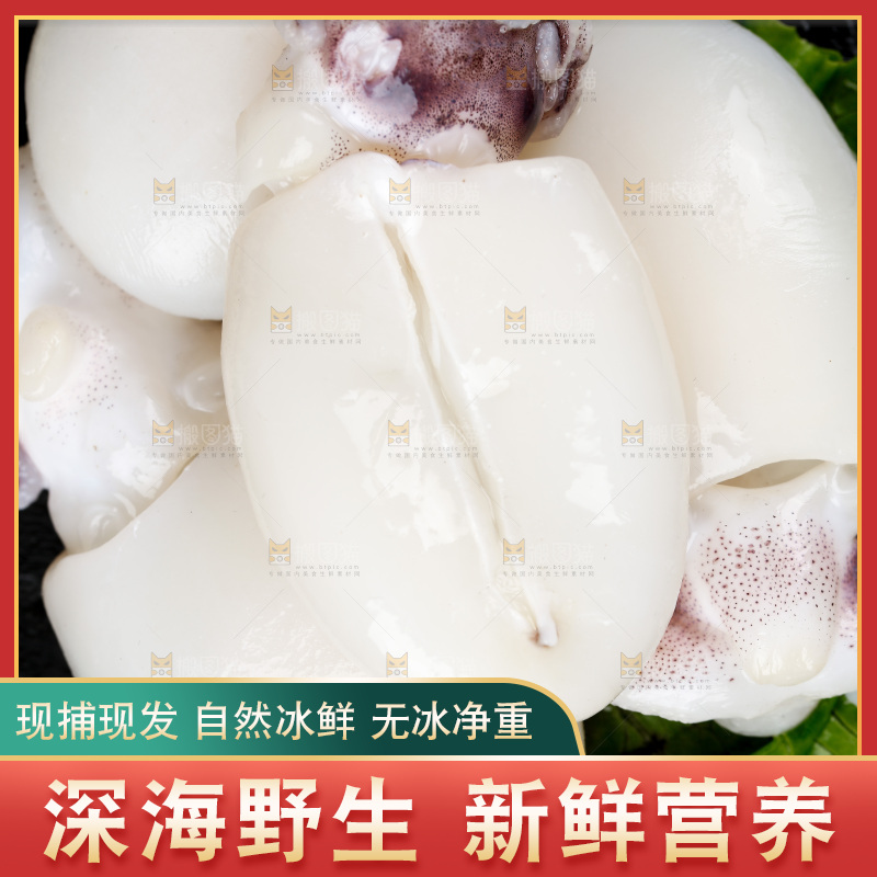 一堆去皮去内脏墨鱼仔