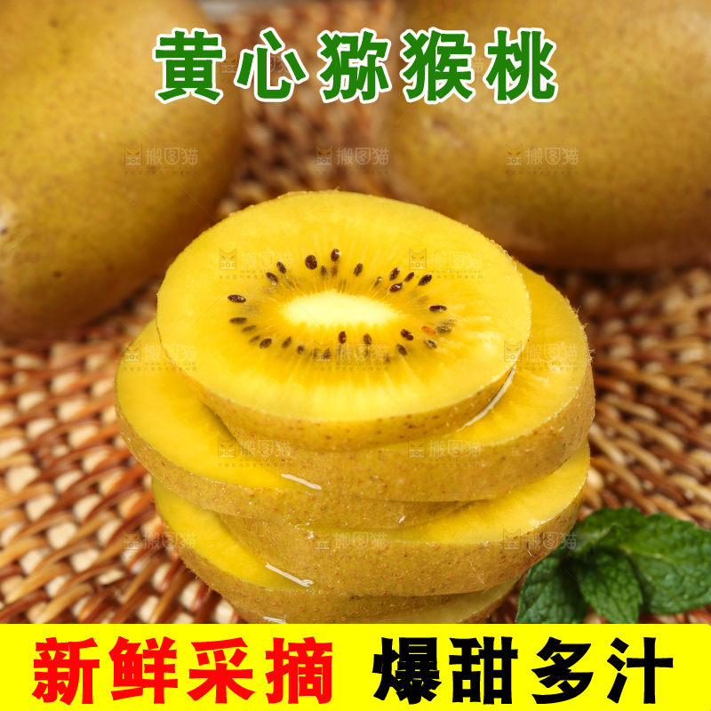 深底上切片的黄心猕猴桃