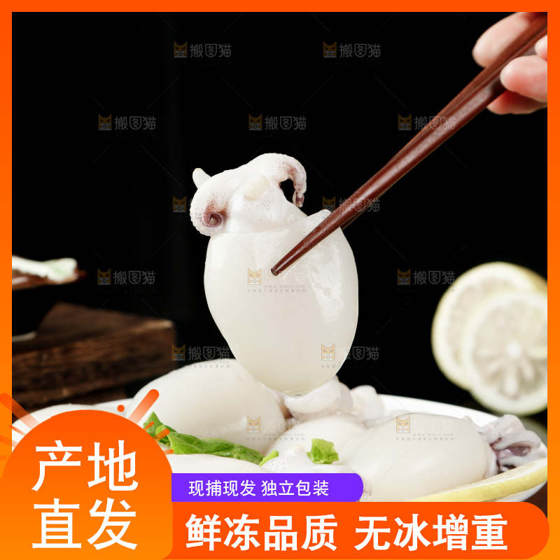 筷子上夹着小墨鱼仔
